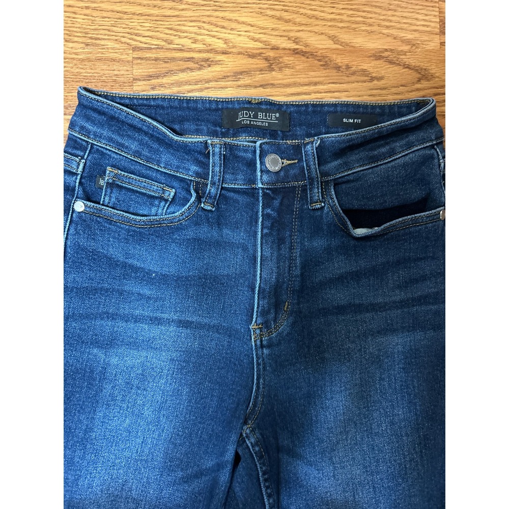 Judy Blue Slim Fit Dark Wash Raw Hem Jeans JB88704 Size 3/26 - Picture 4 of 6